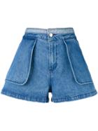 Opening Ceremony - Inside Out Shorts - Women - Cotton - 4, Blue, Cotton