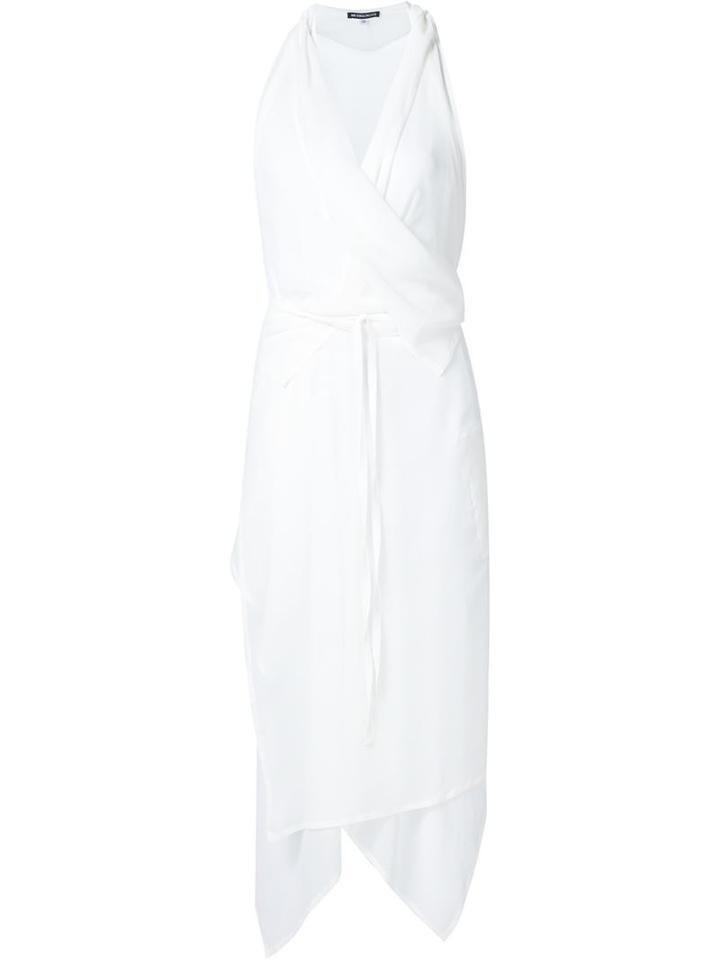 Ann Demeulemeester Asymmetric Tie Detail Wrap Dress, Women's, Size: 38, White, Silk