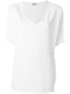 Fay Relaxed Fit Fold Pin Detail V Neck Top