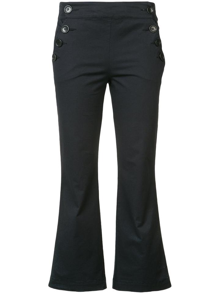 Hache - Cropped Sailor Trousers - Women - Cotton/linen/flax/elastodiene - 40, Blue, Cotton/linen/flax/elastodiene