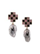Jiwinaia Spider Checkerboard Earrings - Gold