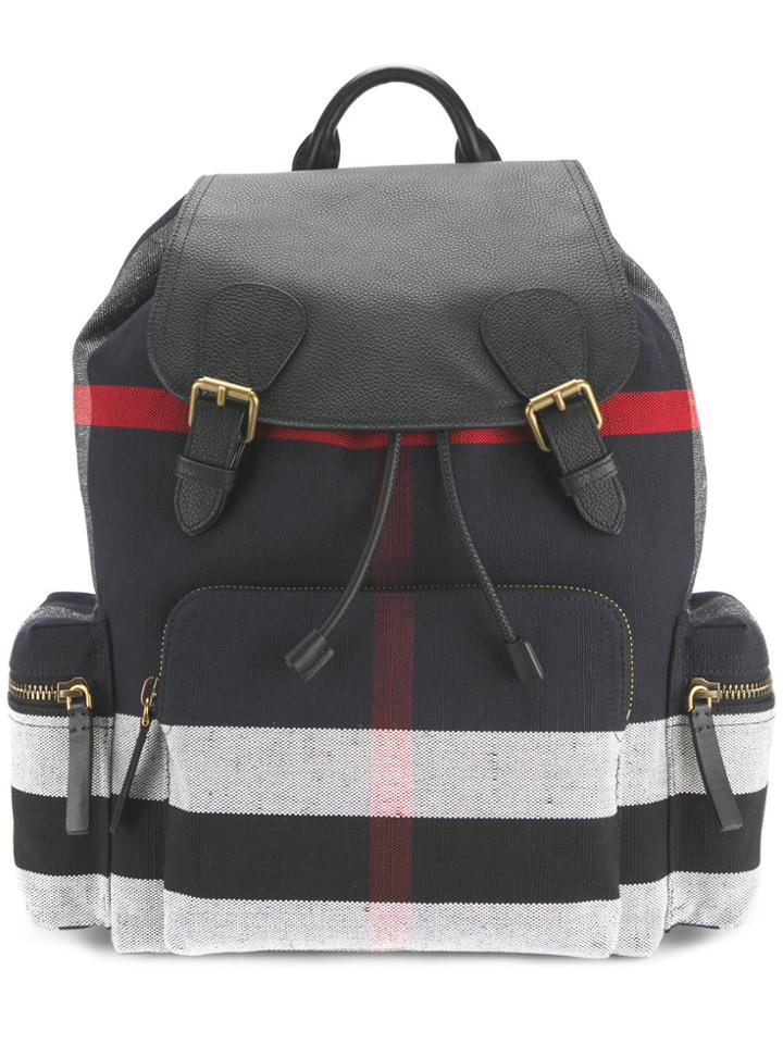 Burberry Stripe Panel Backpack - Blue