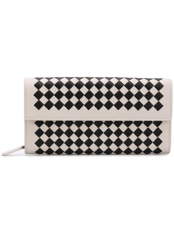 Bottega Veneta Intrecciato Chequer Continental Wallet - Neutrals