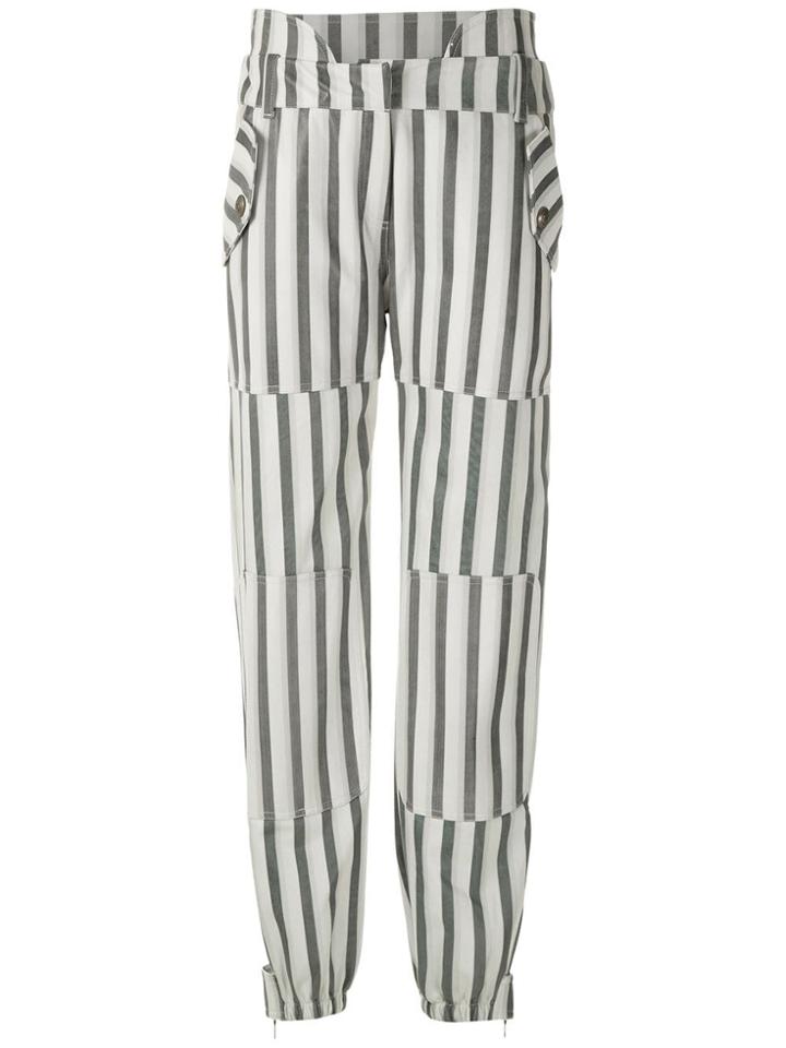 Andrea Bogosian Striped Leather Trousers - Grey