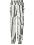 Andrea Bogosian Striped Leather Trousers - Grey