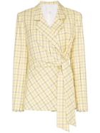 Tibi Belted Check Jacket - Yellow