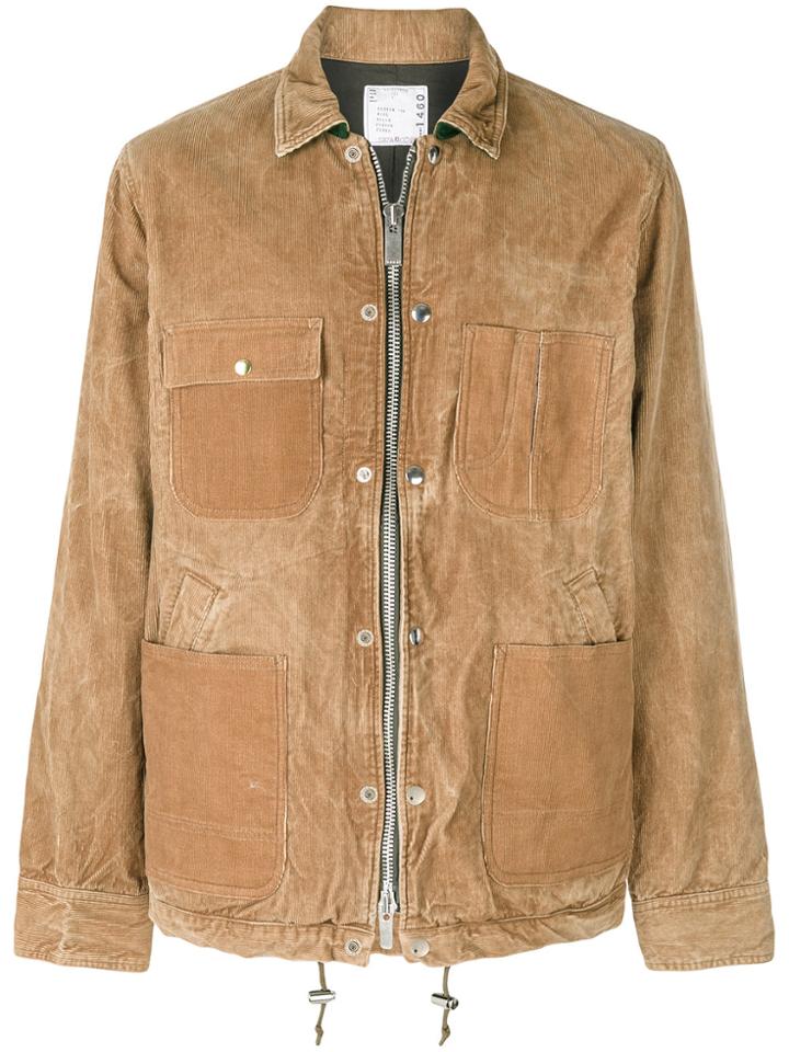Sacai Zipped Corduroy Shirt Jacket - Nude & Neutrals