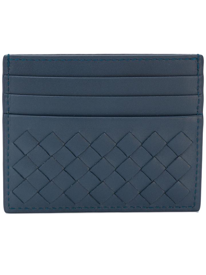 Bottega Veneta Denim Intrecciato Nappa Card Case - Blue