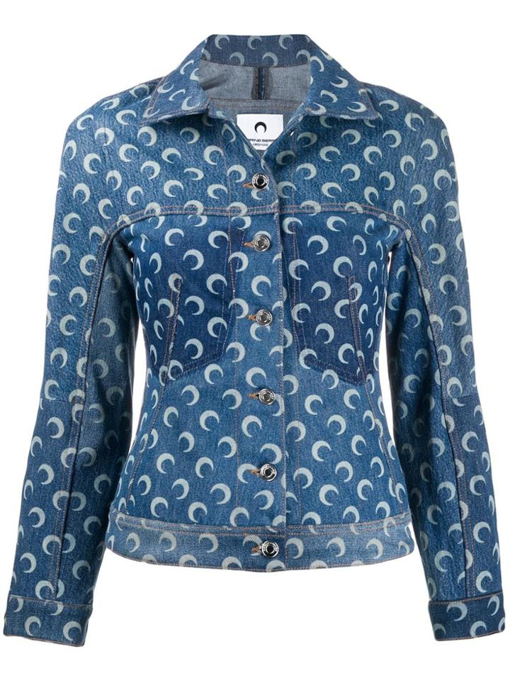 Marine Serre Moon Print Denim Jacket - Blue