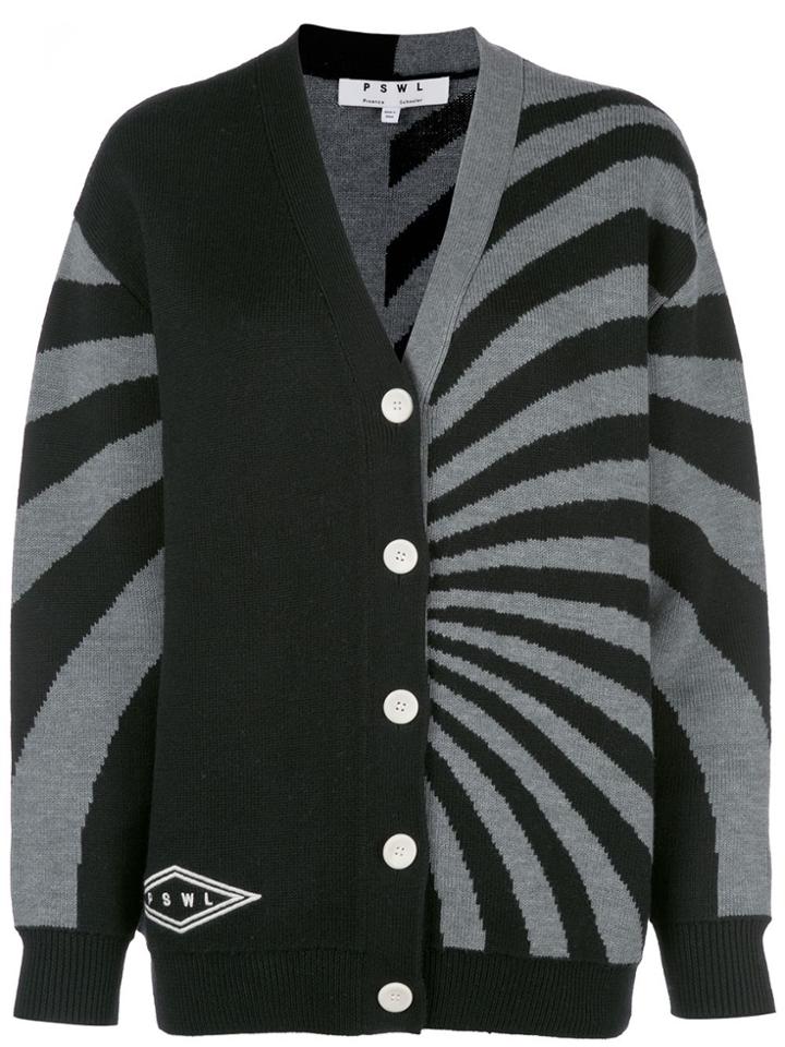 Proenza Schouler Pswl Two-toned V-neck Cardigan - Black