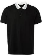 Moncler Striped Collar Polo Shirt - Black