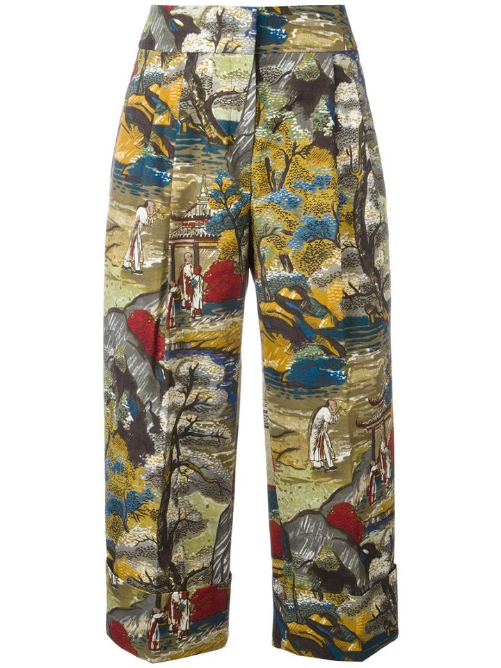 Antonio Marras Printed Cropped Trousers, Women's, Size: 40, Cotton