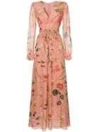 Oscar De La Renta Botanical Print Evening Dress - Pink