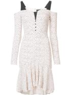 J. Mendel Cut-off Shoulders Dress, Women's, Size: 10, White, Silk/silk Crepe