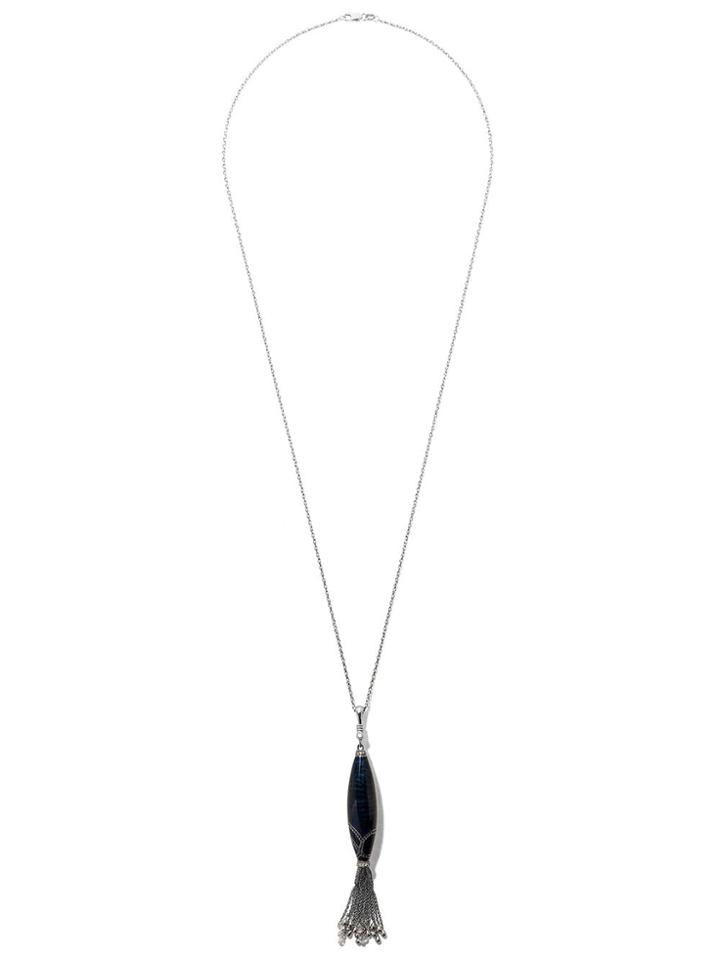 Fairfax & Roberts 18kt White Gold Enamel, Diamond And Sapphire Pendant