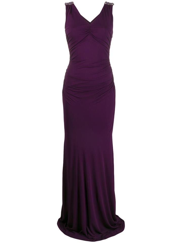 Roberto Cavalli Embellished Maxi Dress - Purple
