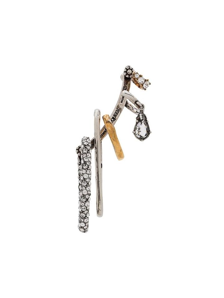 Alexander Mcqueen Pavé Crystal Hoop Ear Cuff - Silver