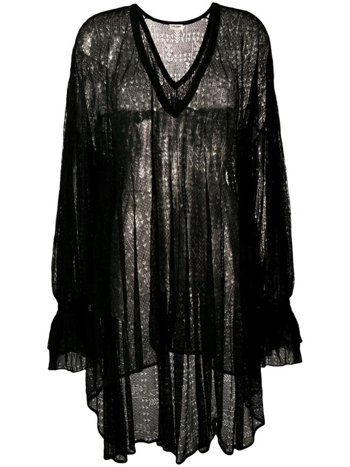 Saint Laurent Oversized Sheer Blouse - Black