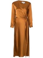 Michelle Mason Asymmetric Side Tie Dress - Brown