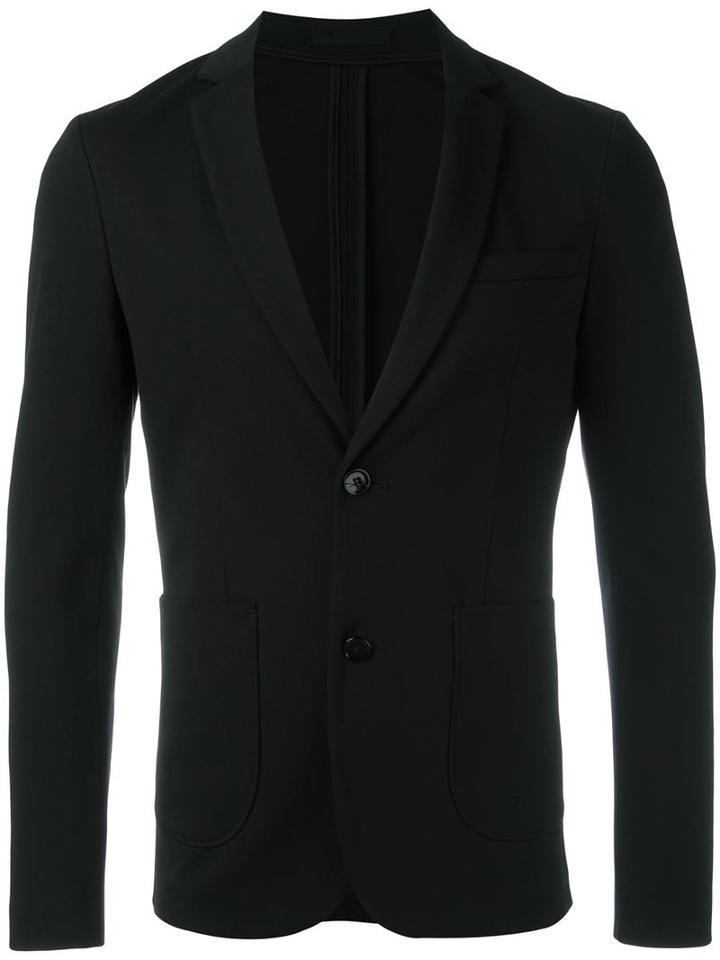 Paolo Pecora Patch Pockets Blazer, Men's, Size: 48, Black, Polyamide/polyester/spandex/elastane/viscose
