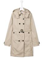 Burberry Kids Double Breasted Trench Coat, Girl's, Size: 14 Yrs, Nude/neutrals