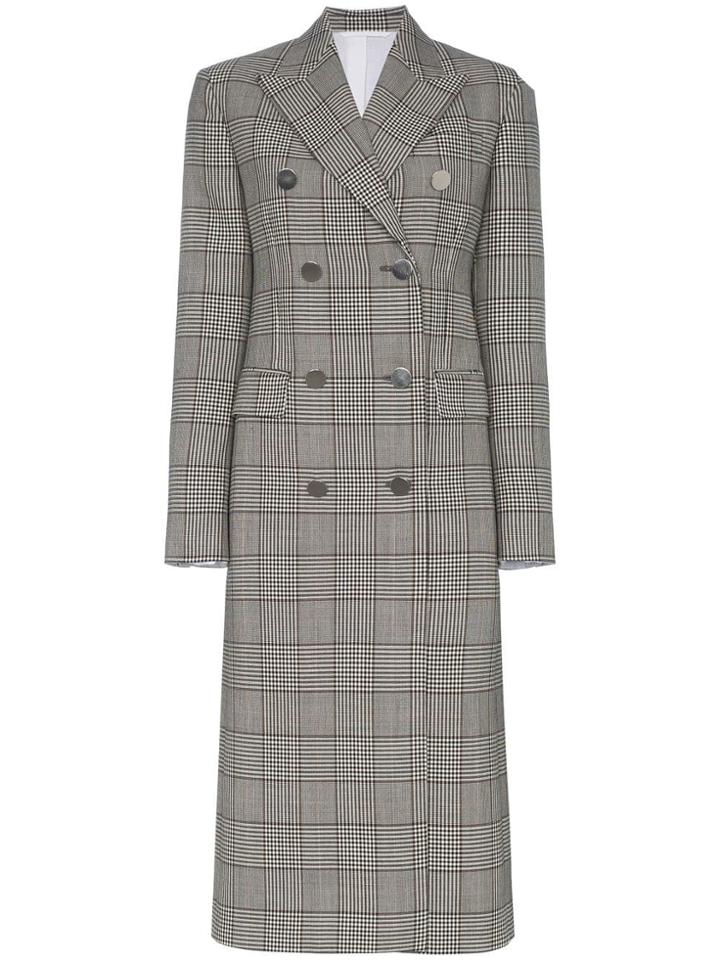Calvin Klein 205w39nyc Check Knee Length Coat - Grey