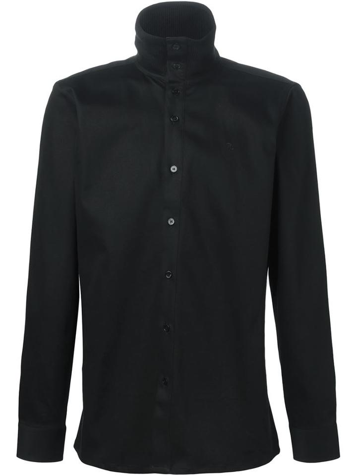Raf Simons Ribbed Roll Neck Shirt, Men's, Size: 50, Black, Cotton/polyurethane