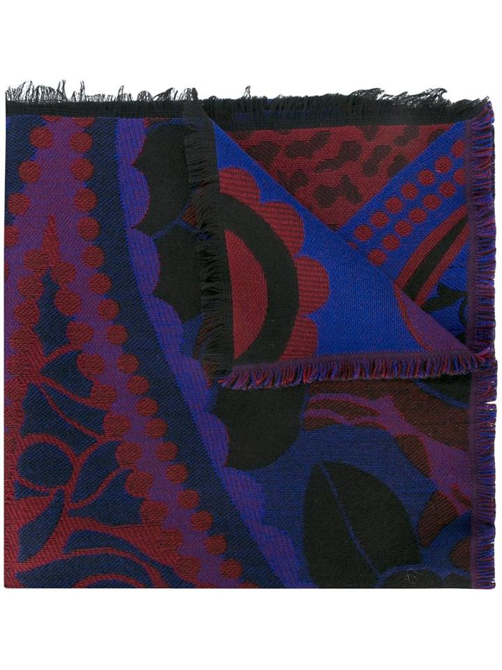 Etro Fringed Hem Scarf, Women's, Blue, Cotton/modal/wool