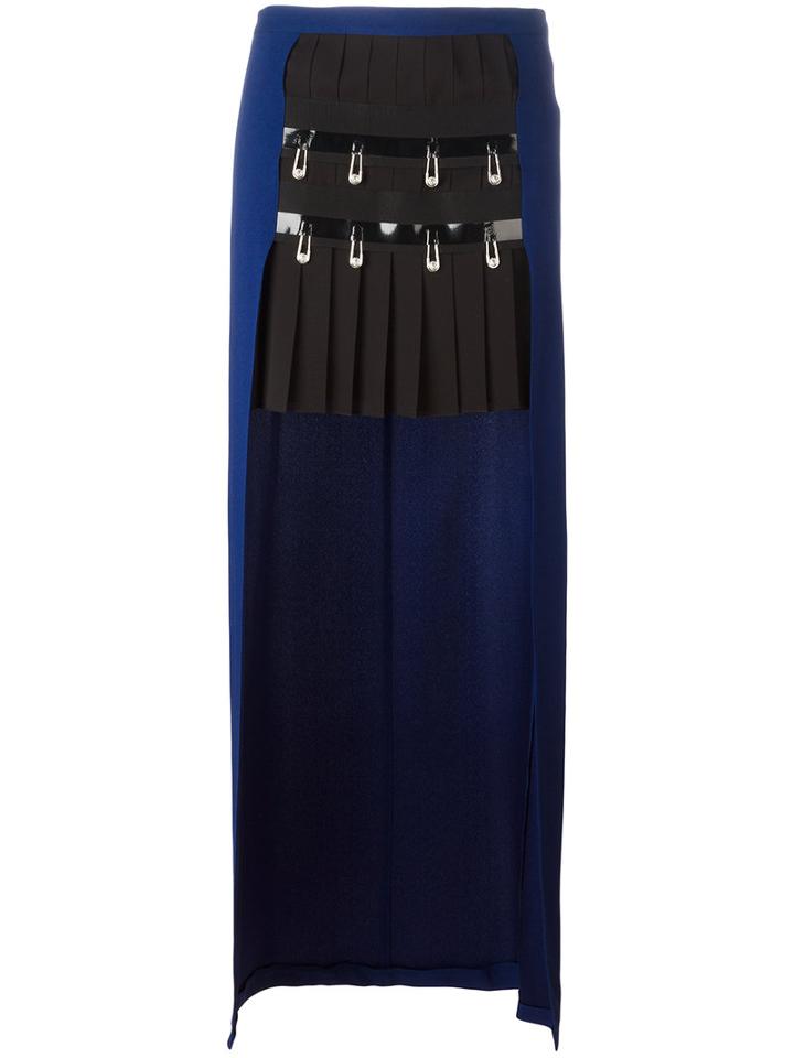 Versus Layered High Low Skirt, Women's, Size: 40, Blue, Acetate/viscose/polyester