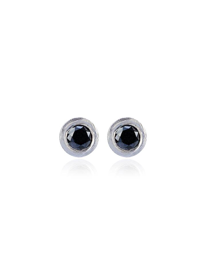Jelena Behrend 14k Gold Bullet Black Diamond Stud Earrings