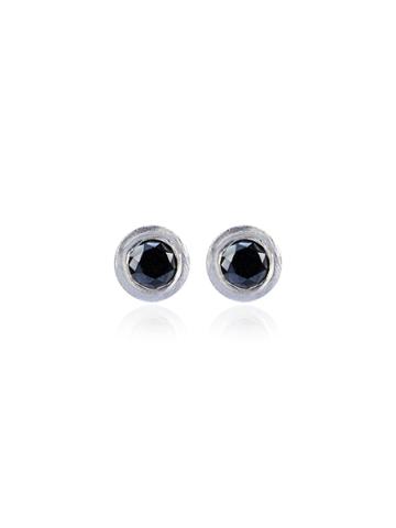 Jelena Behrend 14k Gold Bullet Black Diamond Stud Earrings