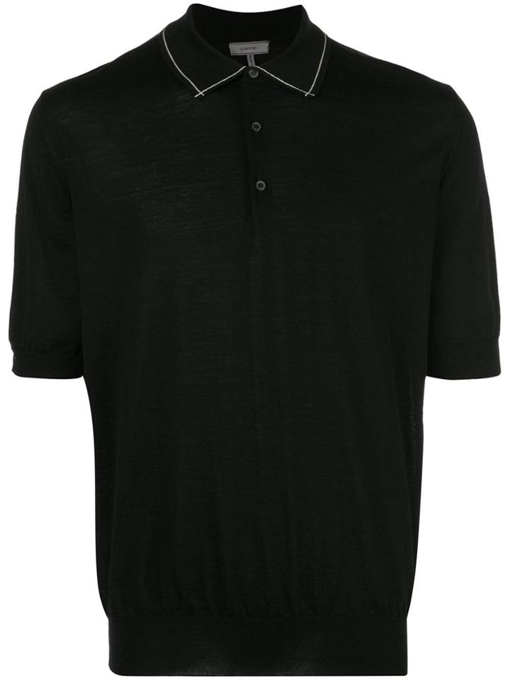 Lanvin Contrast Trim Polo Shirt - Black