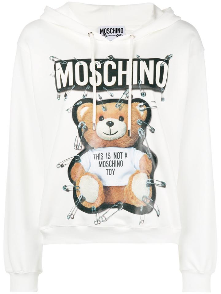 Moschino Safety-pin Teddy Bear Hoodie - White