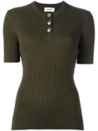 Courrèges Ribbed Knit T-shirt, Women's, Size: 2, Green, Cotton/cashmere