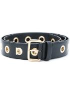 Salvatore Ferragamo - Belt With Eyelets - Women - Calf Leather - 85, Black, Calf Leather