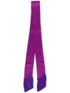 Racil - Skinny Scarf With Fringe Details - Women - Silk - One Size, Pink/purple, Silk