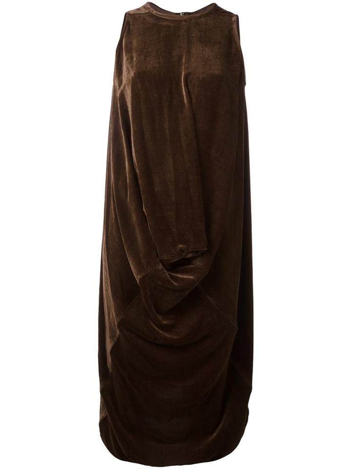 Rick Owens Draped Velvet Dress, Women's, Size: 40, Brown, Silk/cotton/viscose