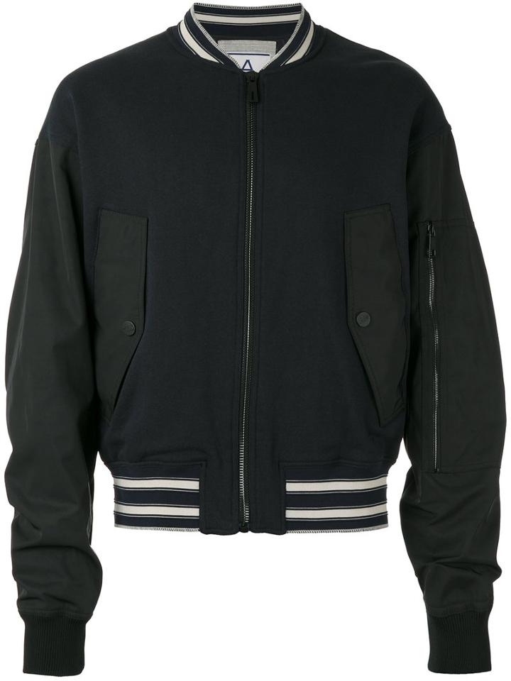 Andrea Pompilio - Striped Detail Bomber Jacket - Men - Cotton/polyester - 46, Blue, Cotton/polyester