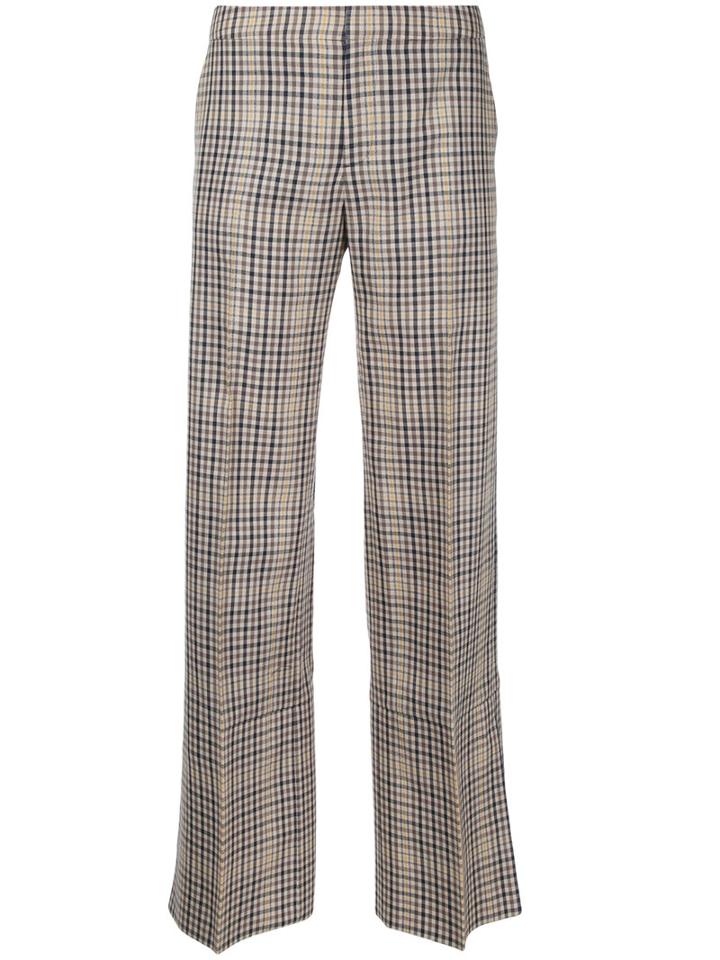 Irene Straight-leg Checked Trousers, Women's, Size: 36, Nude/neutrals, Cotton/mohair/wool