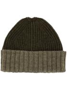 Margaret Howell Two-tone Ribbed Beanie - Green