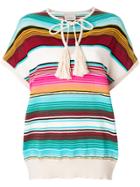Laneus Shortsleeved Striped Knitted Top - Multicolour