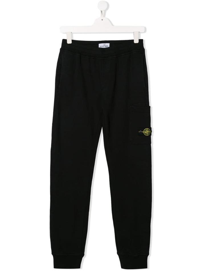 Stone Island Junior Logo Track Pants - Black