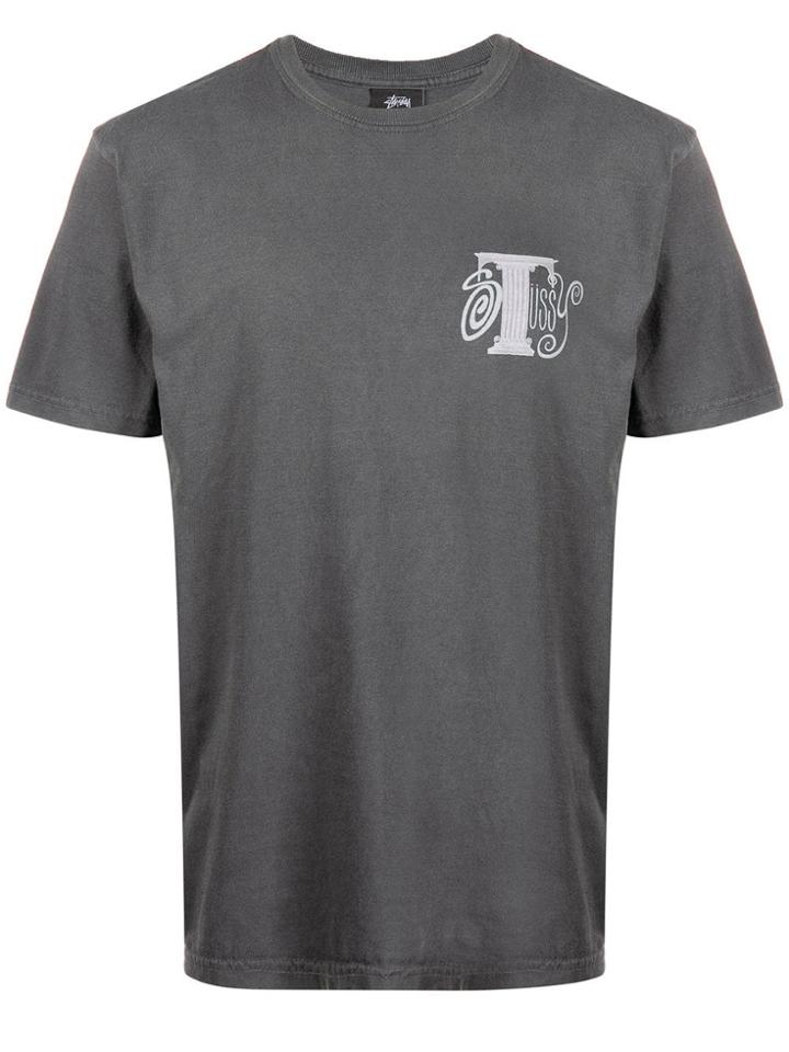 Stussy Column Logo Print T-shirt - Black