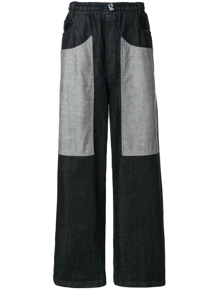 Sunnei Contrast-patch Wide-leg Jeans - Blue