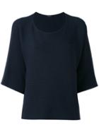 Roberto Collina - Three-quarter Sleeve Ribbed Jumper - Women - Cotton/linen/flax - S, Blue, Cotton/linen/flax