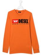 Diesel Kids Teen Logo Print Top - Orange
