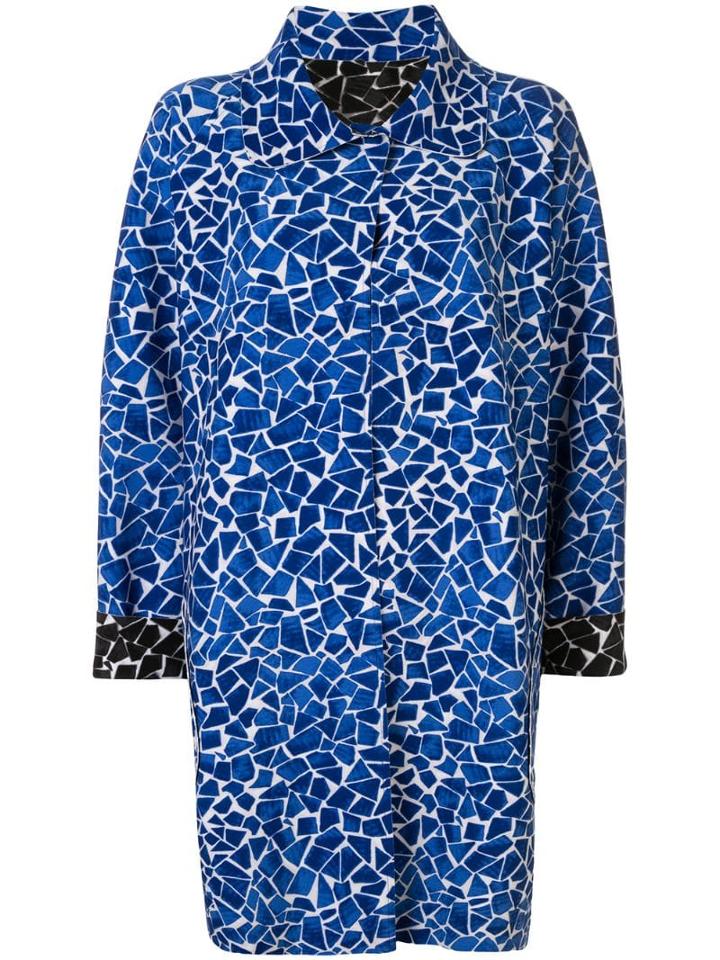 Norma Kamali Reversible Mosaic Overcoat - Blue