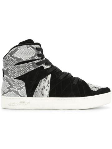 Whiteflags Panel Embossed Hi-top Sneakers - Black