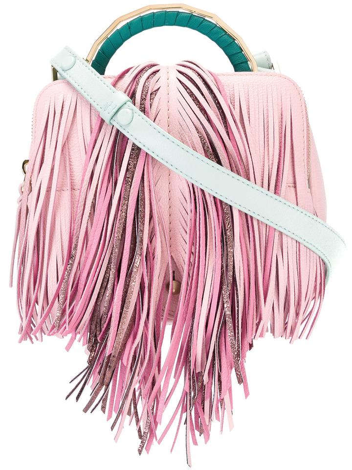 The Volon Fringed Crossbody Bag, Women's, Pink/purple, Lamb Skin/goat Skin/leather