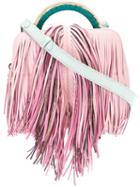 The Volon Fringed Crossbody Bag, Women's, Pink/purple, Lamb Skin/goat Skin/leather